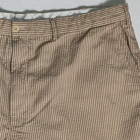 Polo Ralph Lauren Men’s Bermuda Shorts 46 Beige Brown Striped Seersucker Cotton - Picture 2 of 11